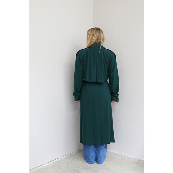 1980's Vintage Classic Evergreen Full Length Belted Trench Coat ~ Women's MD LG - Picture 5 of 11
